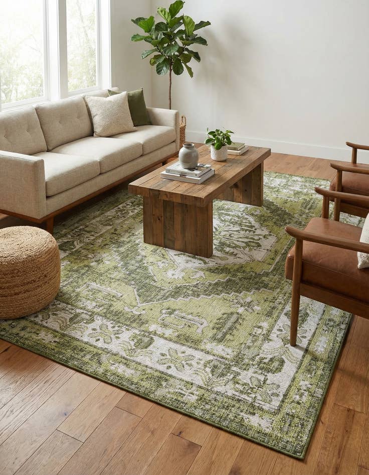 Detail image of  6' x 9'  Washable Traditional Indoor / Outdoor Rug