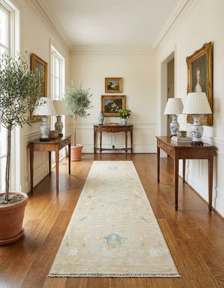 Detail image of 2' 7 x 10'  Hand Knotted Oushak Rug