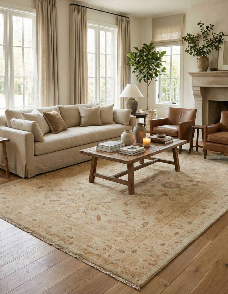 Detail image of 6' 11 x 9' 10  Hand Knotted Peshawar Ziegler Rug