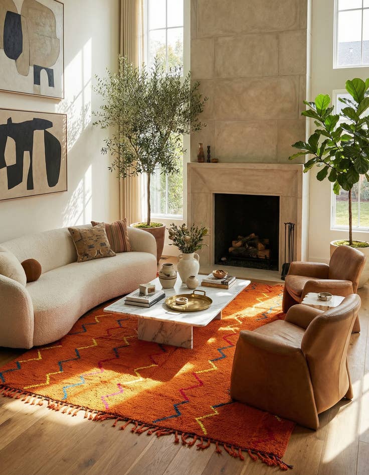 Detail image of 6' 10 x 10'  Hand Knotted Moroccan Wool Rug