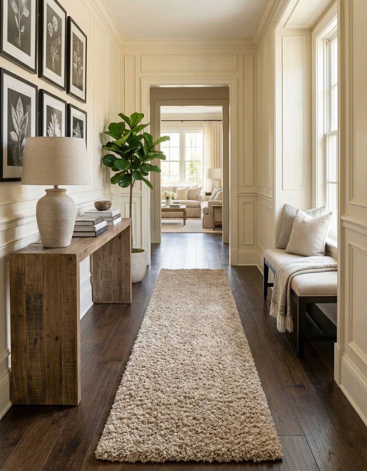 Detail image of 2' 7 x 19' 8 Solid Shag Runner Rug