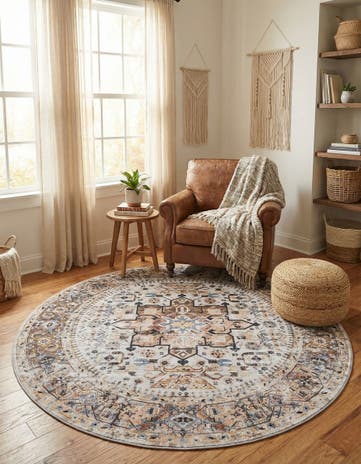 6' x 6' Washable Yara Round Rug