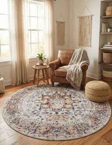 6' x 6' Washable Yara Round Rug
