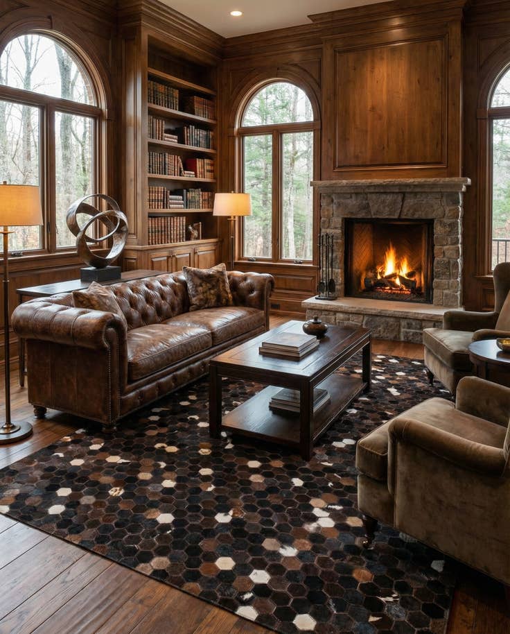 Detail image of 5' x 7' 10 Cowhide Leather Rug
