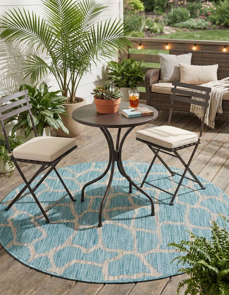 Detail image of 4' x 4' Easy-Clean Safari Indoor / Outdoor Round Rug