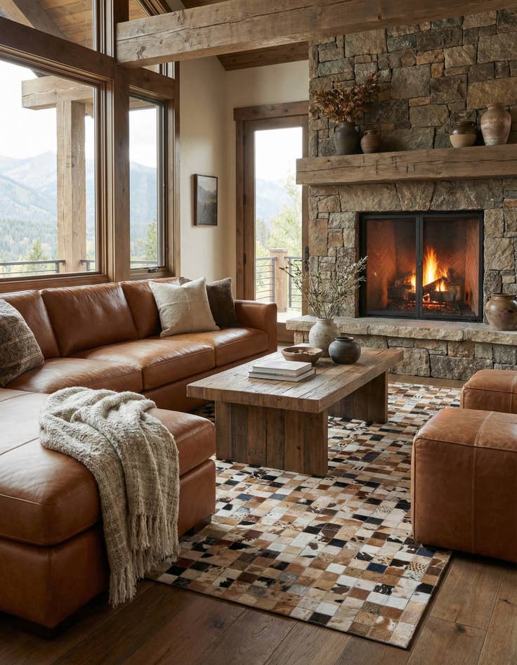 Detail image of 5' x 7' 10 Cowhide Leather Rug