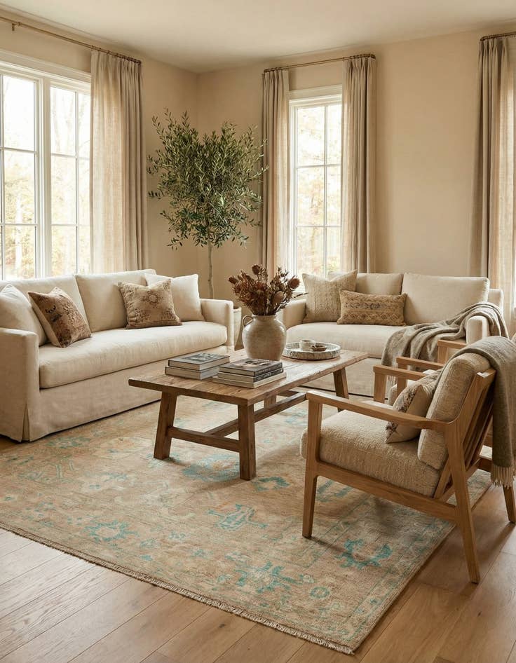 Detail image of 8' 3 x 10' 4  Hand Knotted Oushak Wool Rug