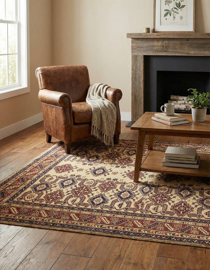 Detail image of  4' 9 x 6' 2  Hand Knotted Kazak Rug