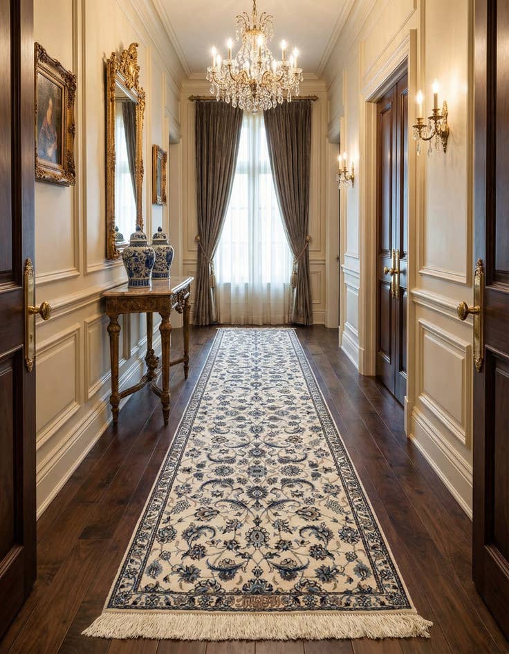 Detail image of 2' x 9' 8 Hand Knotted Nain Rug