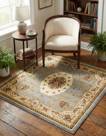 Light Blue Chateau Square Rug