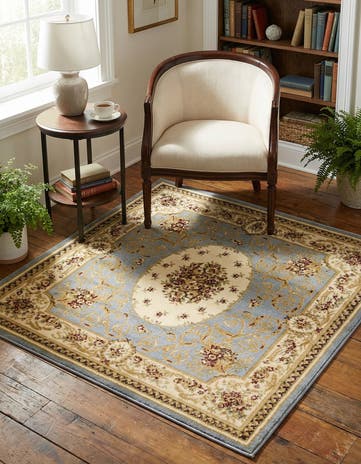 Light Blue Chateau Square Rug