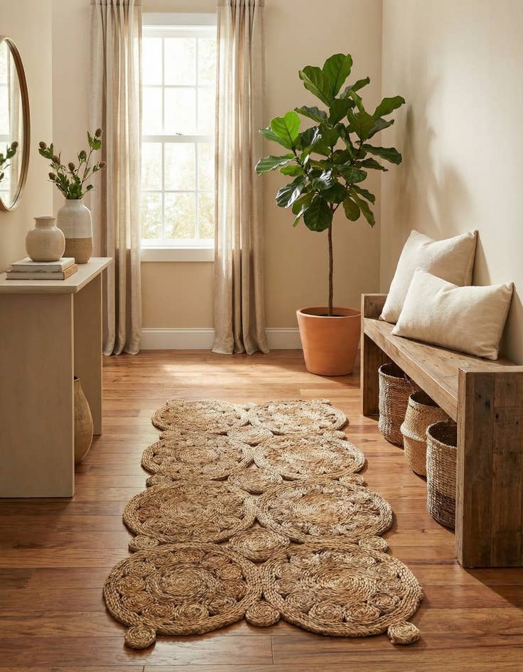 Detail image of 2' x 4' 1  Hand Braided Jute Runner Rug