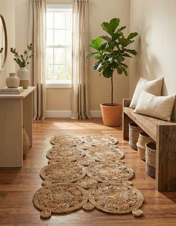 2' x 4' 1 Handmade Braided Jute Runner Rug