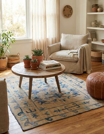 5' 2 x 5' 10 Hand Woven Kilim Suzani Wool Square Rug