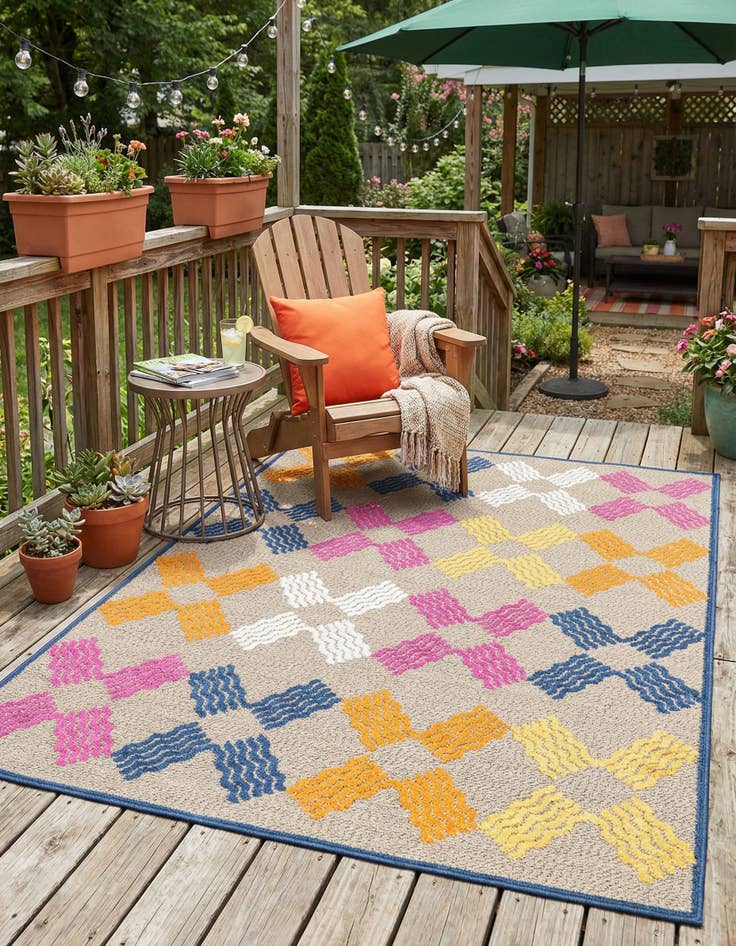 Detail image of  5' x 7' 7  Washable  Indoor / Outdoor Rug