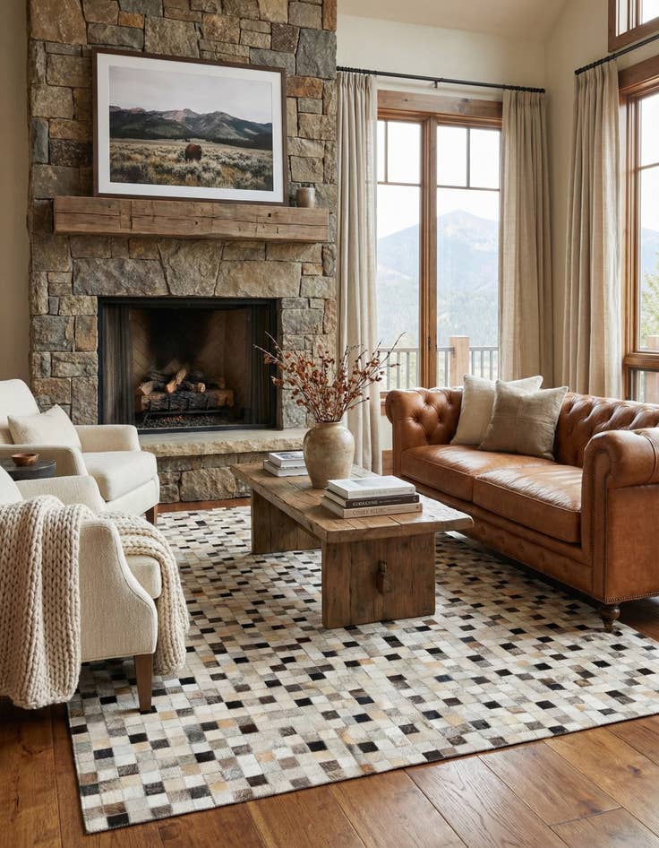 Detail image of 5' 1 x 8' Cowhide Stocks Rug