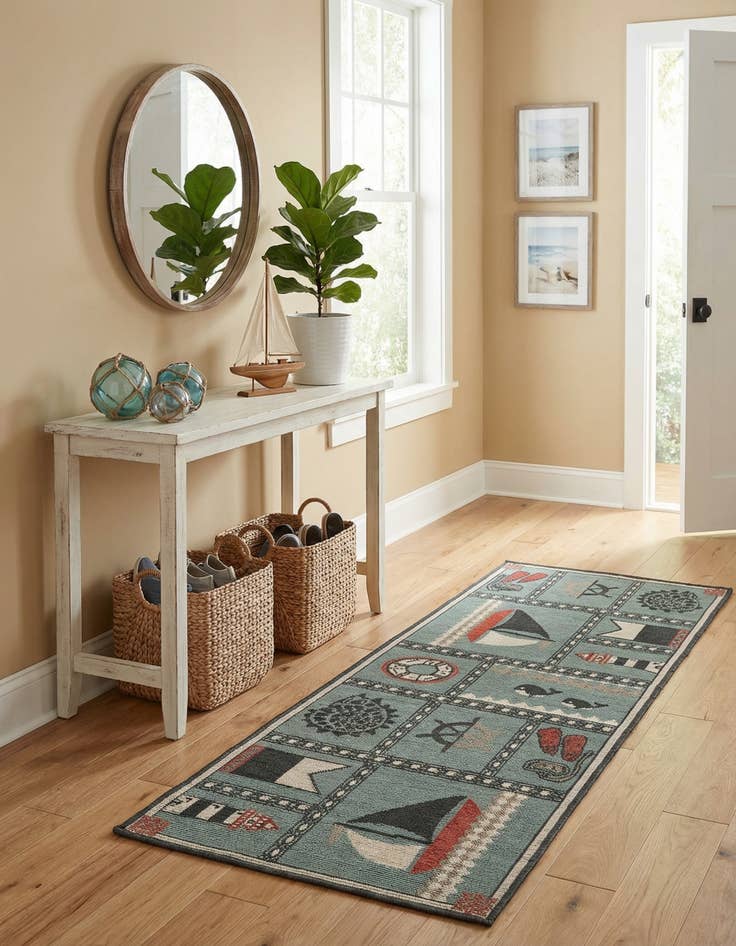 Detail image of 2' x 5'  Washable Coastal Indoor / Outdoor Runner Rug