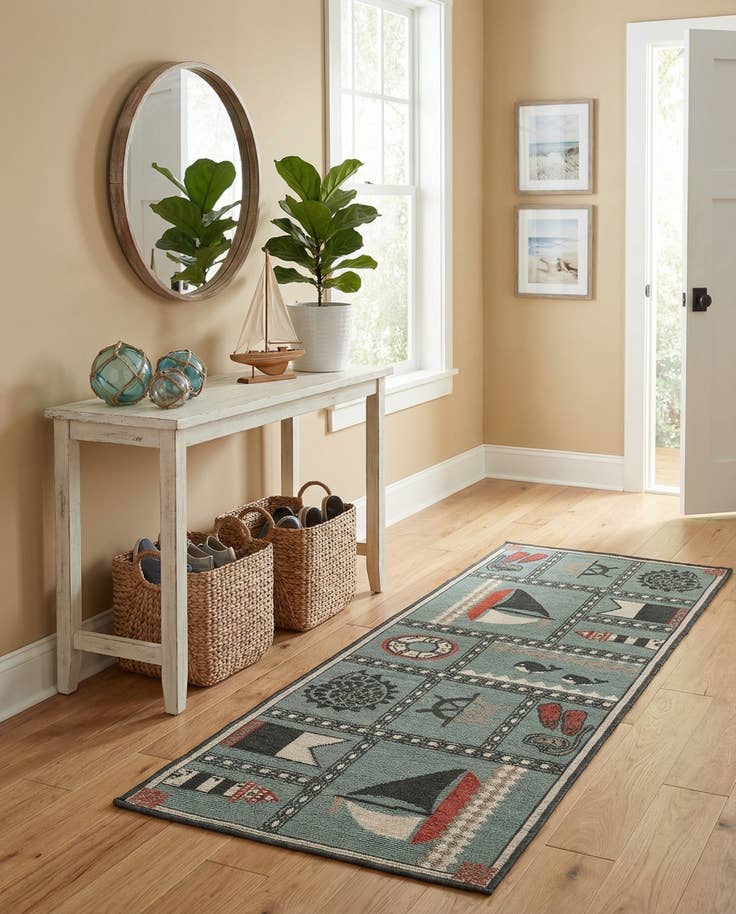 Detail image of 2' x 5' Easy-Clean Coastal Indoor / Outdoor Runner Rug