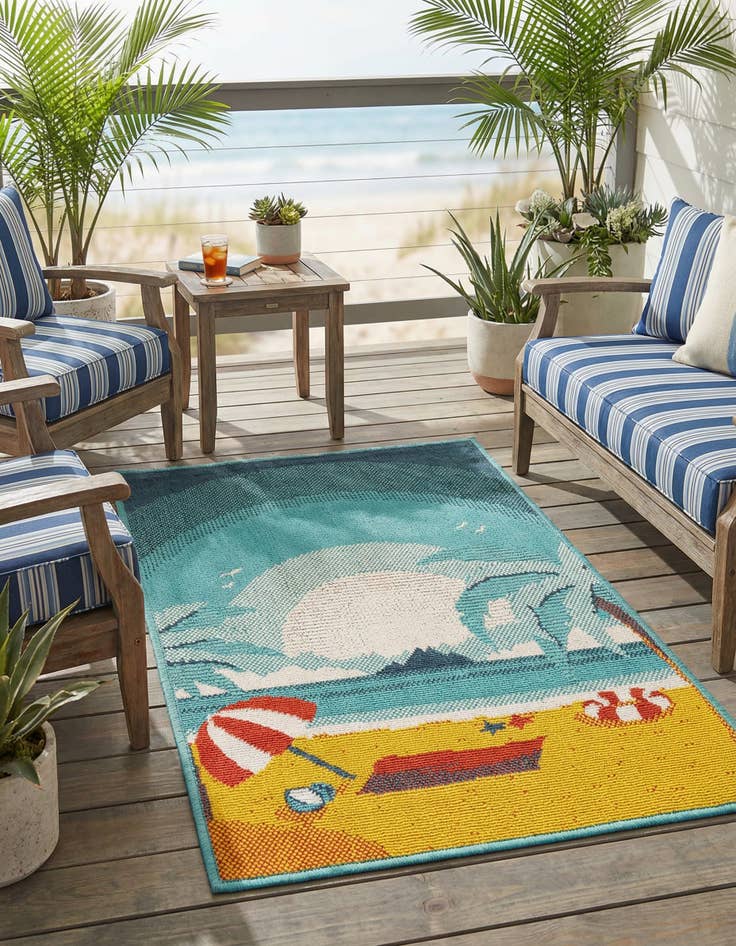 Detail image of 2' x 3'  Washable Coastal Indoor / Outdoor Rug