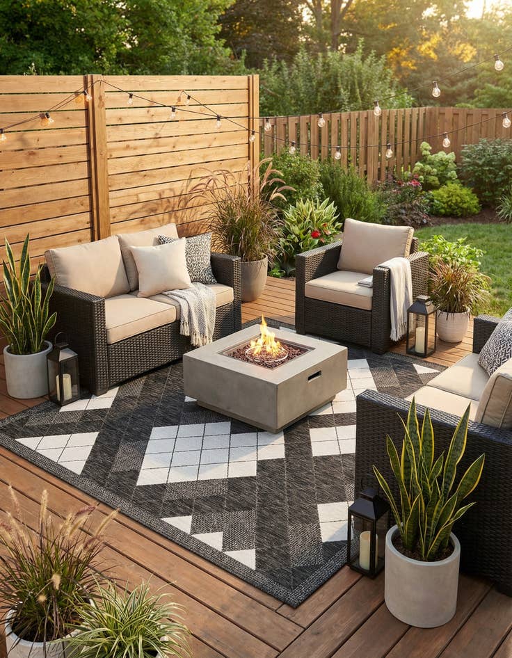 Detail image of 7' 10 x 7' 10 Easy-Clean Modern Indoor / Outdoor Square Rug