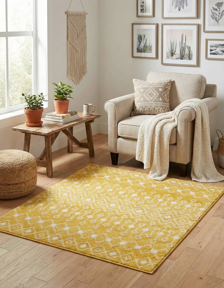 Detail image of  4' x 4' Moroccan Trellis Square Rug