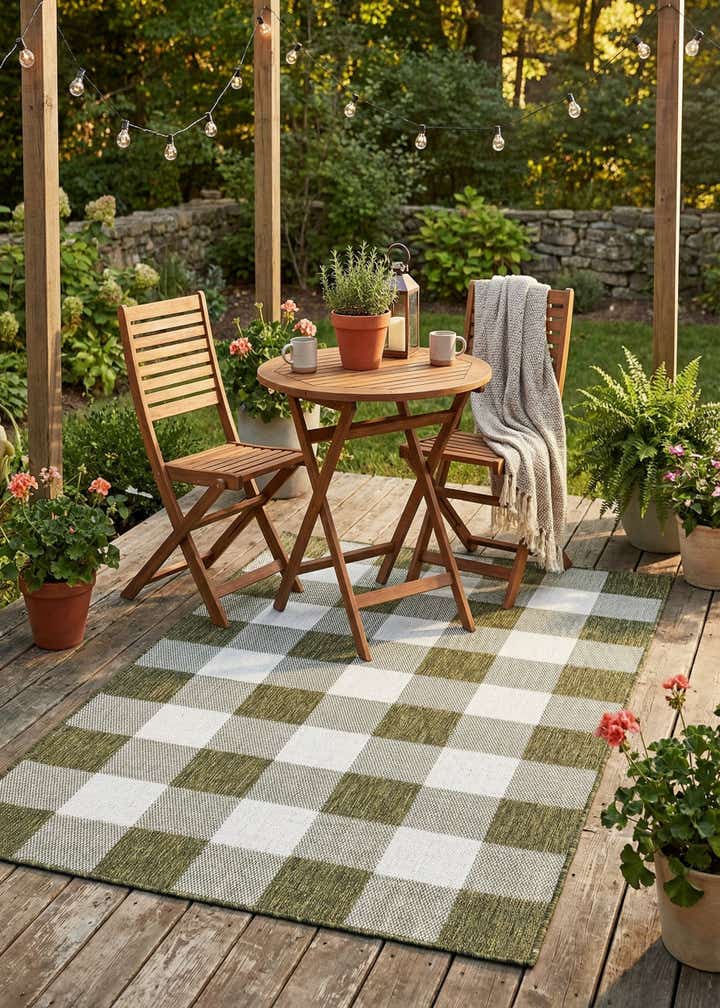 4' x 6' Easy-Clean Checkered Indoor / Outdoor Rug