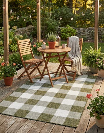 4' x 6' Easy-Clean Checkered Indoor / Outdoor Rug