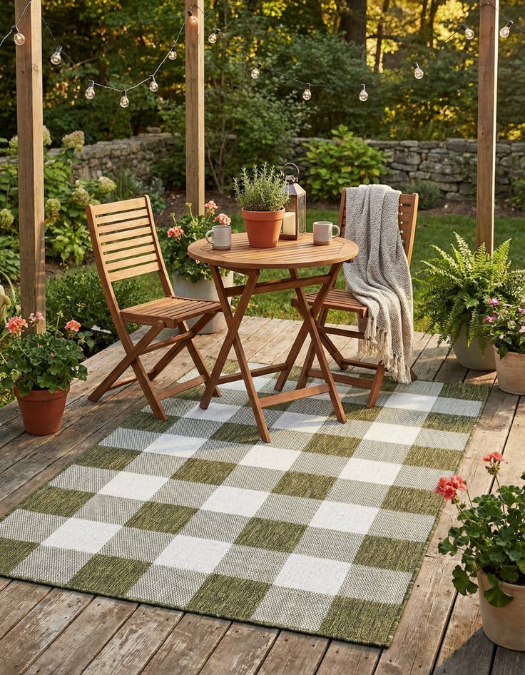 Detail image of 4' x 6' Easy-Clean Checkered Indoor / Outdoor Rug