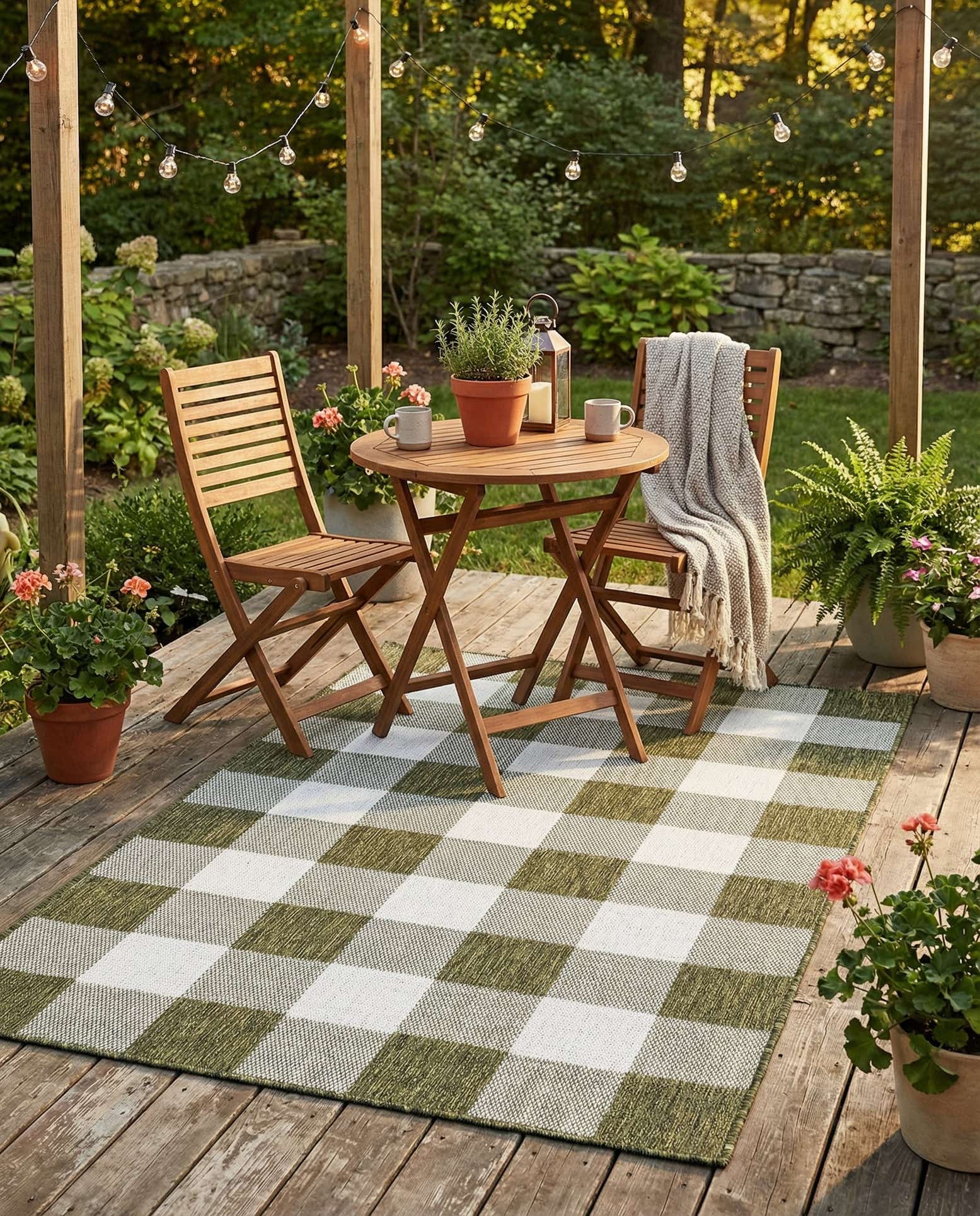 4' x 6' Easy-Clean Checkered Indoor / Outdoor Rug
