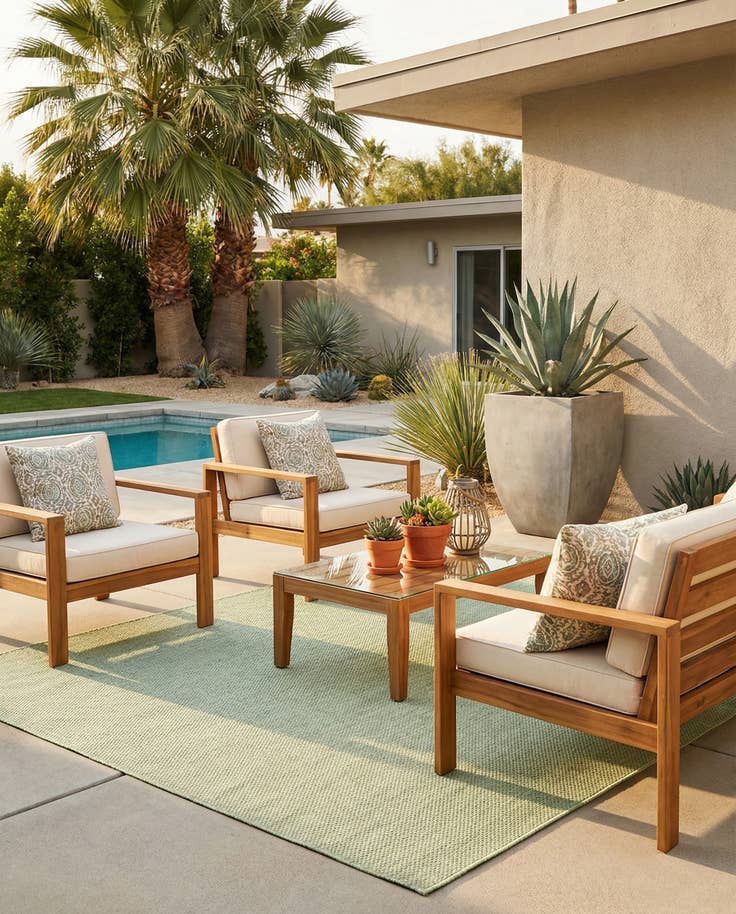 Detail image of 7' 10 x 7' 10 Easy-Clean Jill Zarin Palm Springs Indoor / Outdoor Square Rug