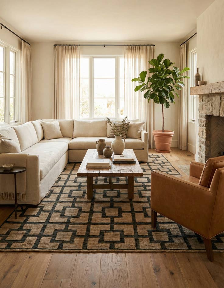 Detail image of 6' 2 x 8' 8 Hand Knotted Darya Wool Rug