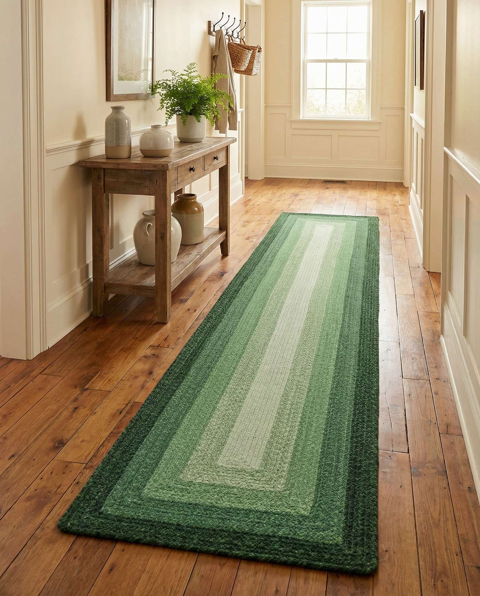 2' 7 x 12' Hand Braided Wool Runner Rug
