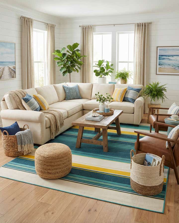9' x 12' Easy-Clean Border Indoor / Outdoor Rug