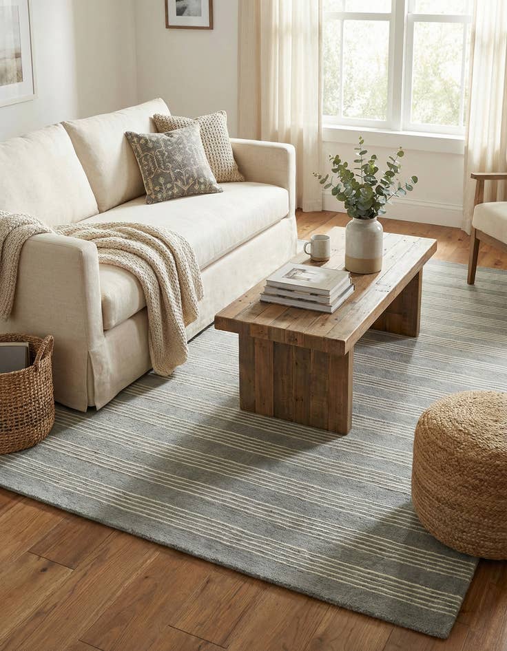 Detail image of 6' 1 x 9' Jill Zarin Striped Wool Rug