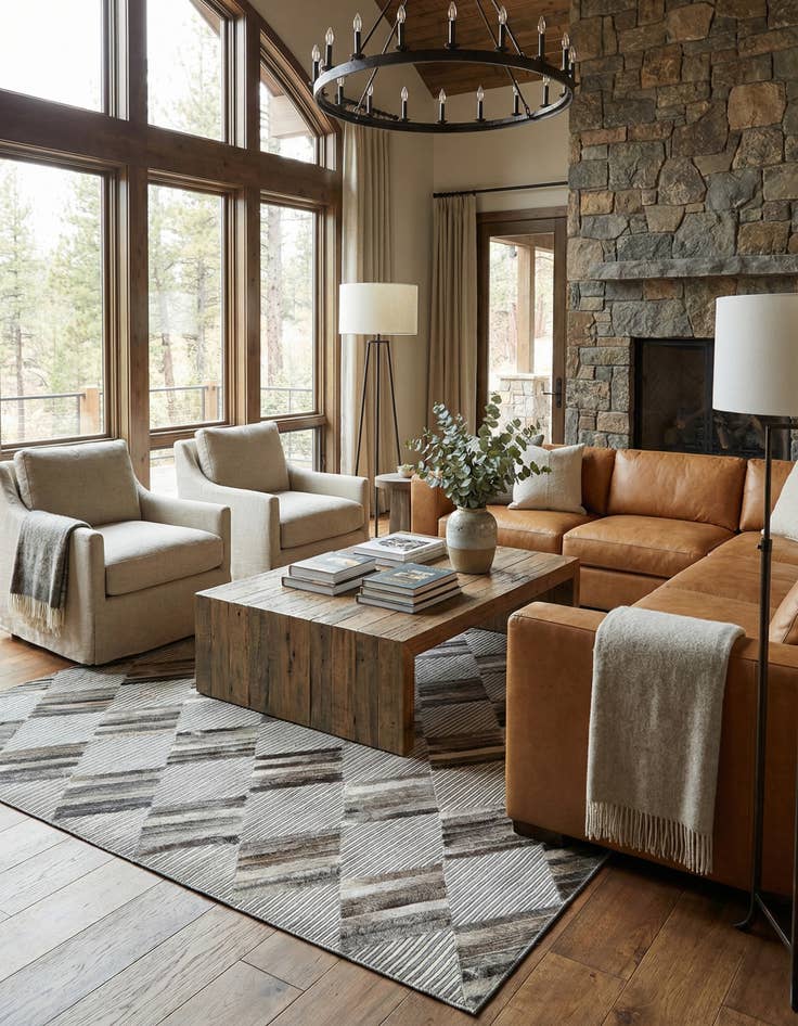 Detail image of 5' x 7' 10 Cowhide Leather Rug