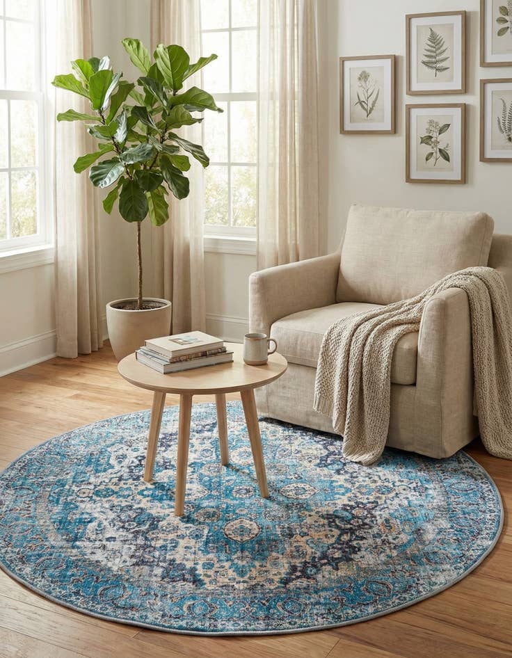 Detail image of 5' 3 x 5' 3  Washable Mangata Round Rug