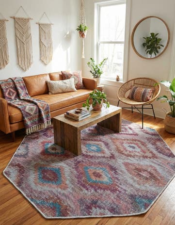 Terracotta Washable Sisu Octagon Rug