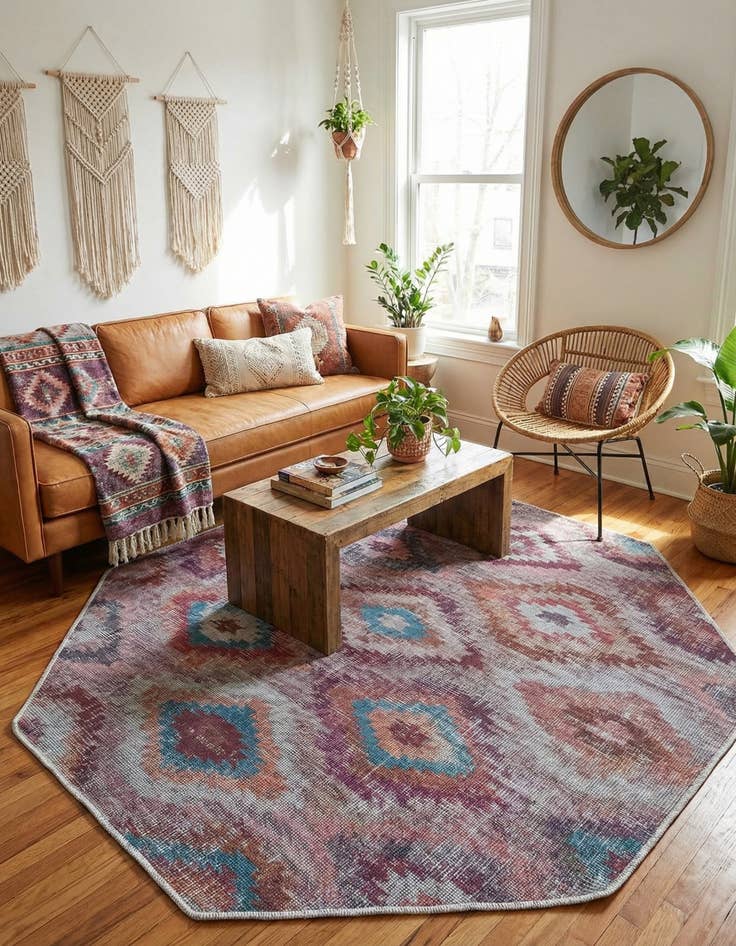 Detail image of 5' 3 x 5' 3  Washable Sisu Octagon Rug