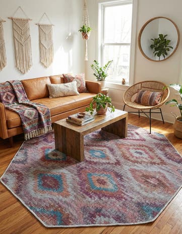 Terracotta Washable Sisu Octagon Rug