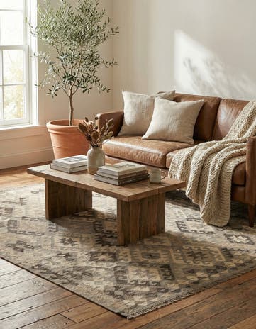5' 3 x 6' 4 Hand Woven Kilim Maymana Wool Rug