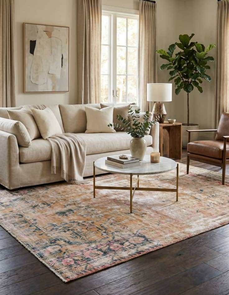 Detail image of  5' 6 x 8' 1  Hand Knotted Ultra Vintage Persian Wool Rug