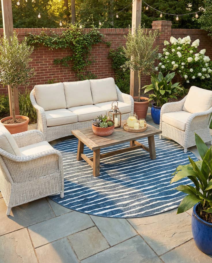 Detail image of 8' x 8' Easy-Clean Sabrina Soto Ola Indoor / Outdoor Round Rug
