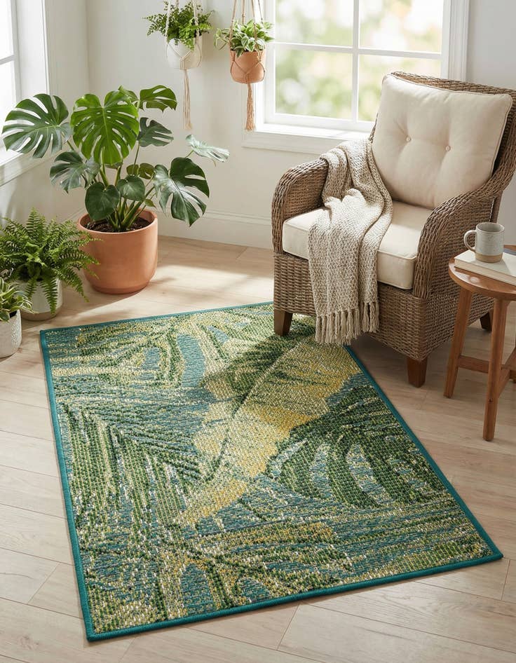 Detail image of 2' x 3'  Washable Botanical Indoor / Outdoor Rug