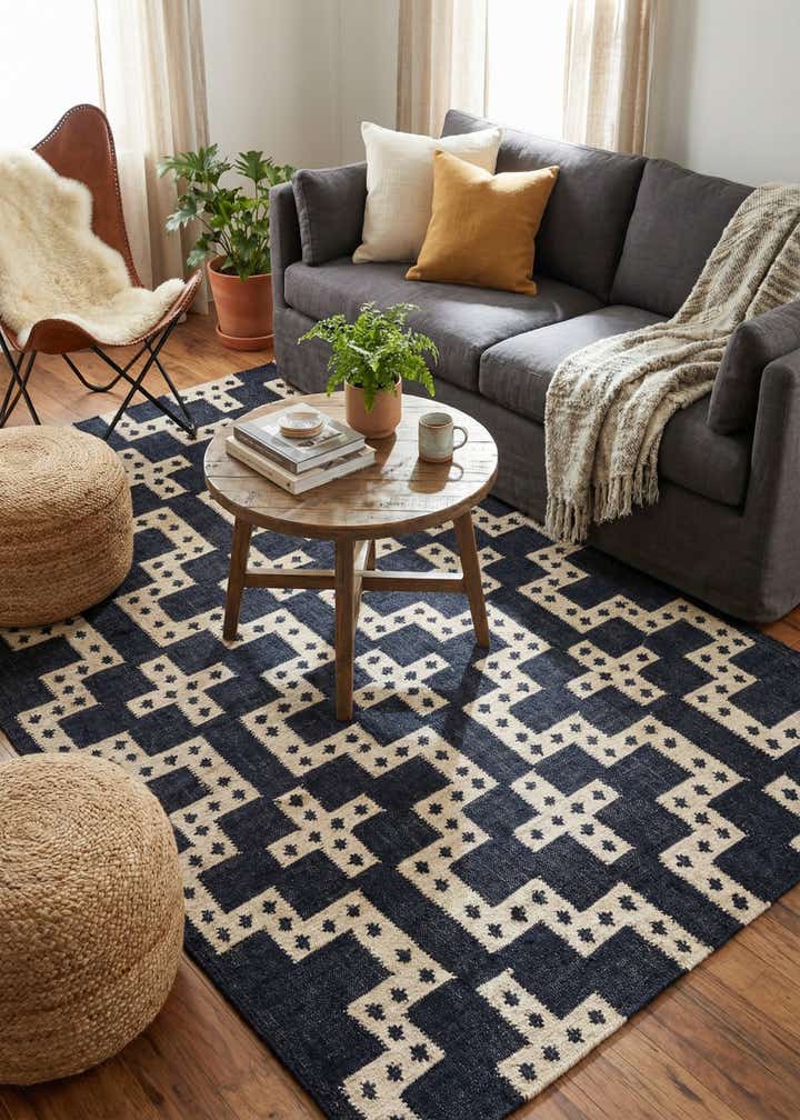 5' 1 x 8' Hand Woven Kilim Wool Rug