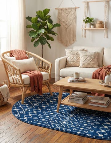 4' x 6' Moroccan Trellis Oval Rug