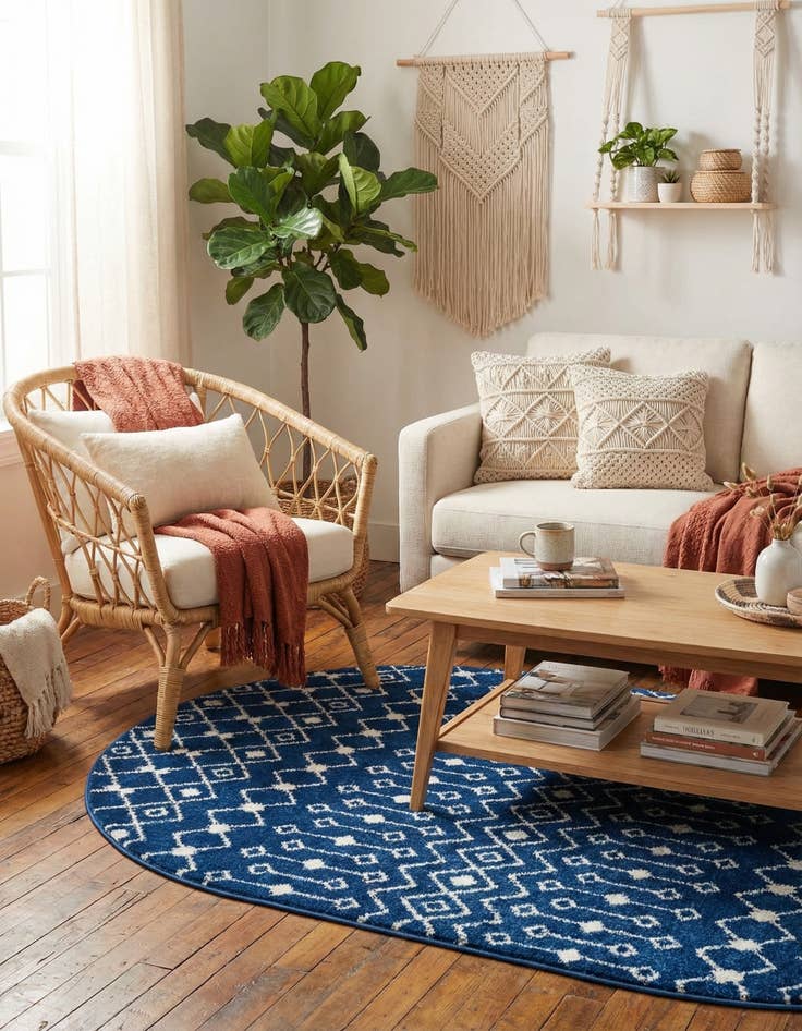 Detail image of  4' x 6' Moroccan Trellis Oval Rug