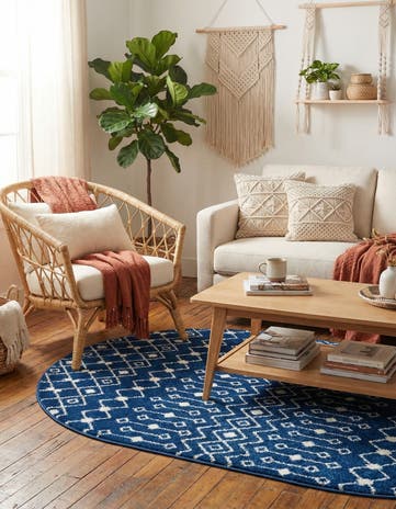 4' x 6' Moroccan Trellis Oval Rug