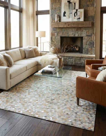 8' x 9' 10 Cowhide Leather Rug