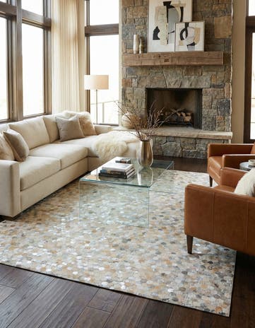 8' x 9' 10 Cowhide Leather Rug