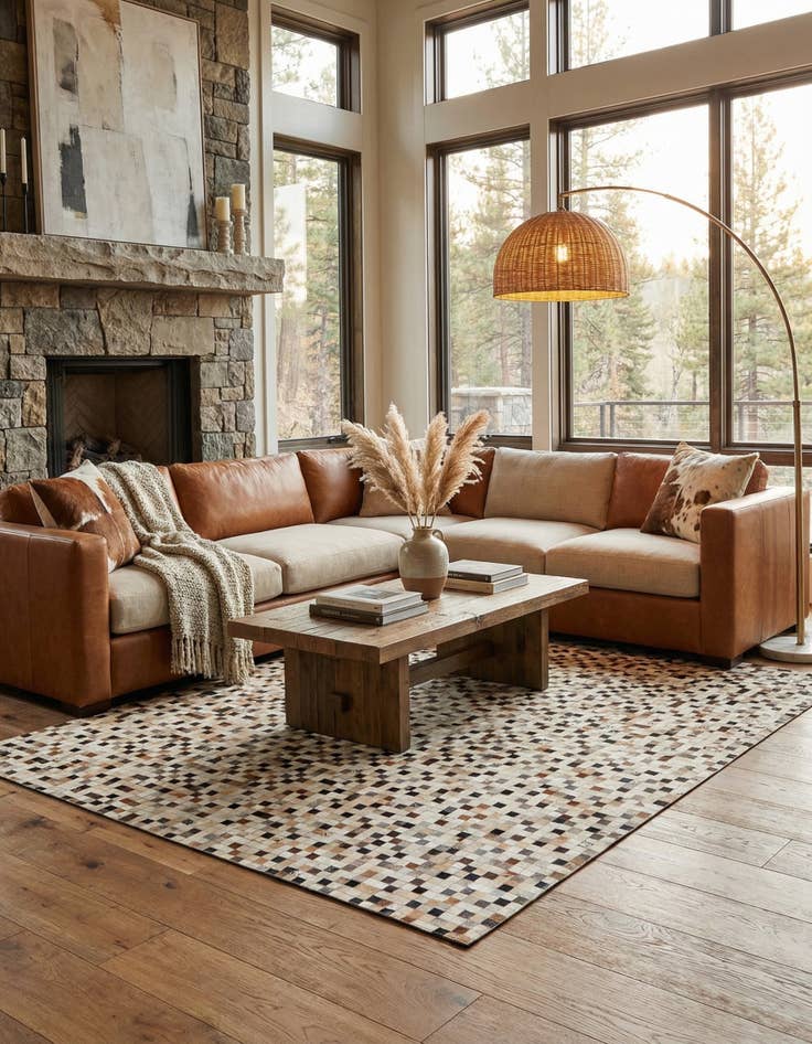 Detail image of  8' 1 x 9' 11 Cowhide - Patchwork Rug